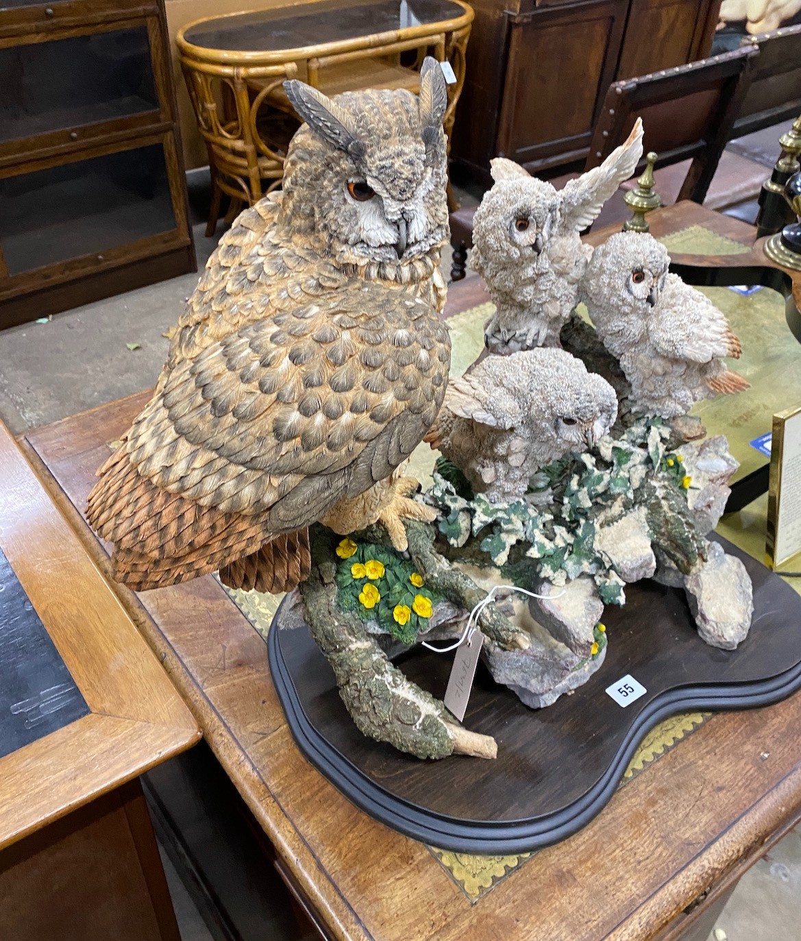 David Ivey, a limited edition resin owl group, 